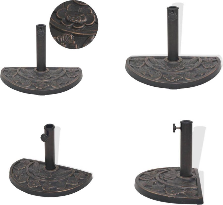 VidaXL Parasolvoet halfrond 9 kg hars bronskleurig Parasolvoet Parasolvoeten Parasol Voet Parasol Voet