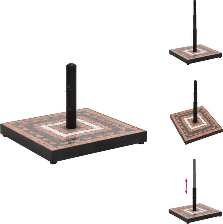 VidaXL Parasolvoet IJzer Keramiek 40 x 40 x 28 cm Verstelbare knoppen Terracotta Wit 12 kg Parasolvoet