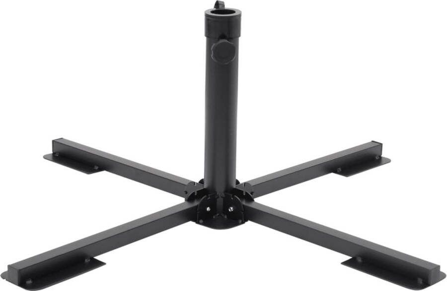 VidaXL Parasolvoet inklapbaar voor Ø38 48 mm stok staal glanzend zwart