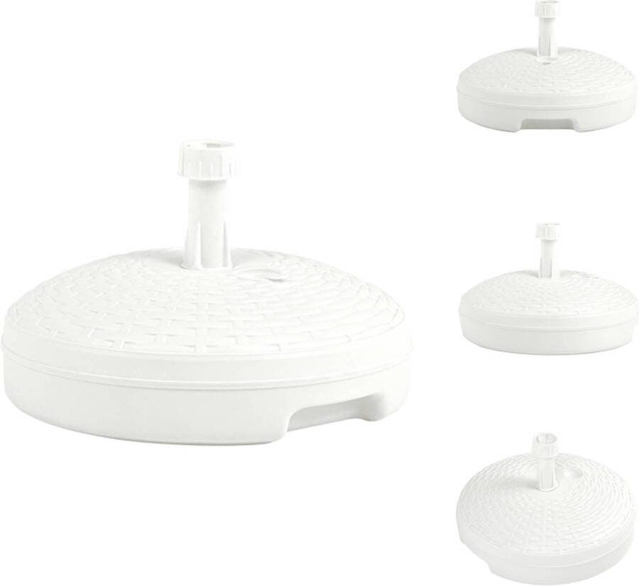 VidaXL Parasolvoet Rattan Look Kunststof 45 x 28 cm 20 L Wit Parasolvoet