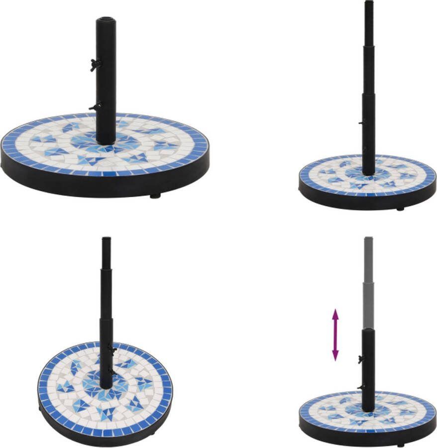 VidaXL Parasolvoet rond 12 kg blauw en wit Parasolvoet Parasolvoeten Voet Voor Parasol Voet Parasol