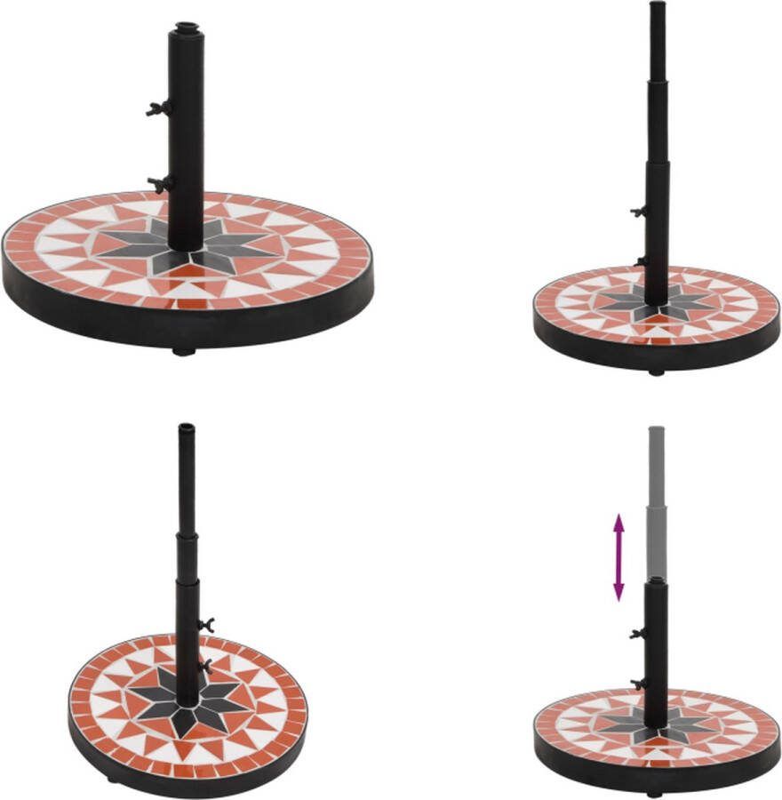 VidaXL Parasolvoet rond 12 kg terracotta wit Parasolvoet Parasolvoeten Voet Voor Parasol Voet Parasol