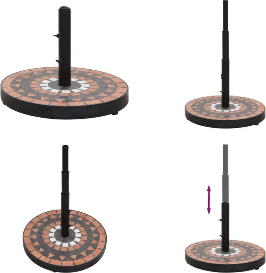 VidaXL -Parasolvoet-rond-12-kg-terracotta-wit Parasolvoet Parasolvoeten Voet Voor Parasol Voet Parasol
