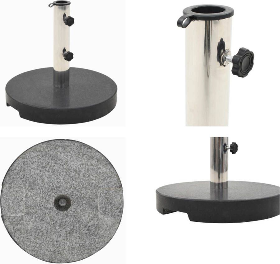 VidaXL Parasolvoet rond 20 kg graniet zwart Parasolvoet Parasolvoeten Parasol Voet Parasol Voet