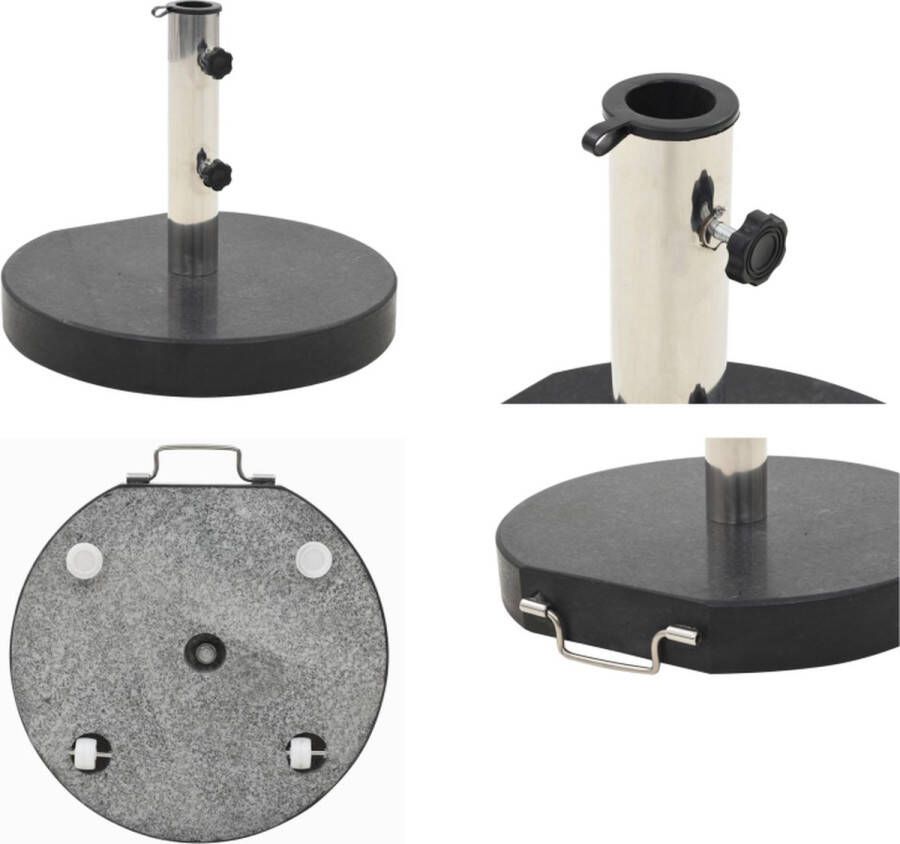 VidaXL Parasolvoet rond 28-5 kg graniet zwart Parasolvoet Parasolvoeten Parasol Voet Parasol Voet