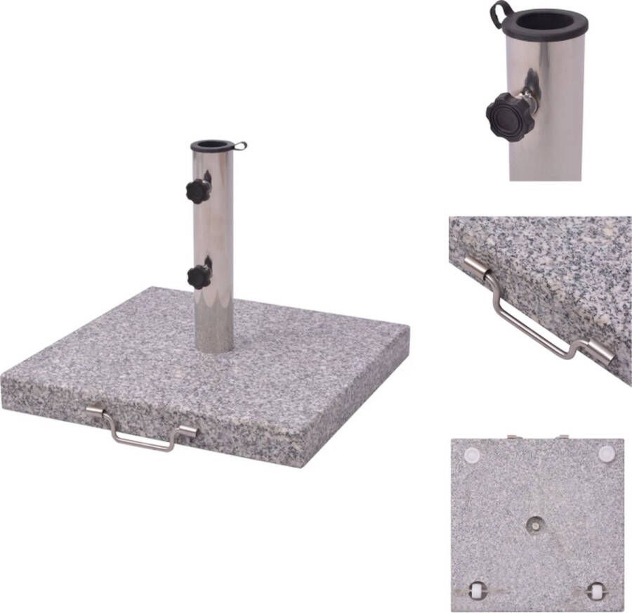 VidaXL Parasolvoet RVS 29 kg Ø 3 meter wielen handvat grijs graniet 38 48 mm adapters Parasolvoet