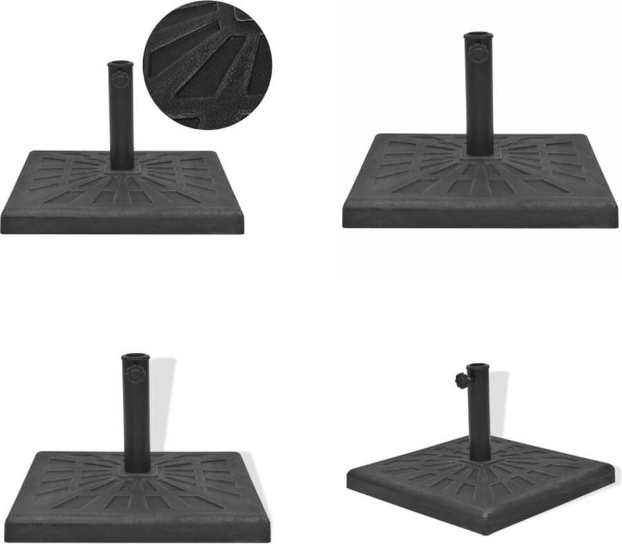 VidaXL Parasolvoet vierkant 19 kg hars zwart Parasolvoet Parasolvoeten Parasol Voet Parasol Voet