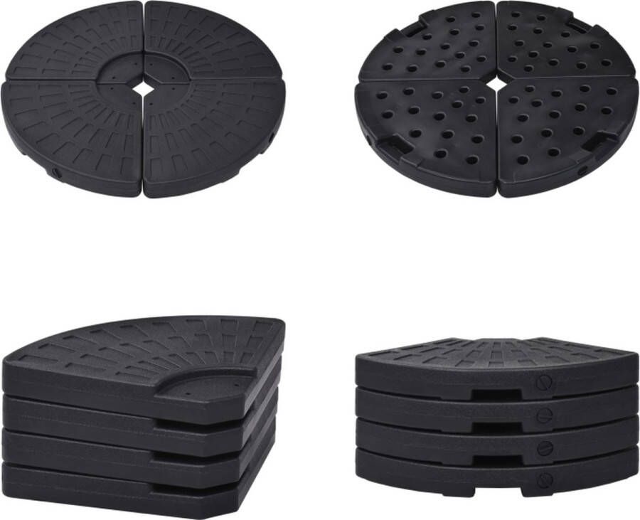 VidaXL Parasolvoeten waaiervormig 4 st zwart Parasolvoet Parasolvoeten Parasolhouder Parasolhouders