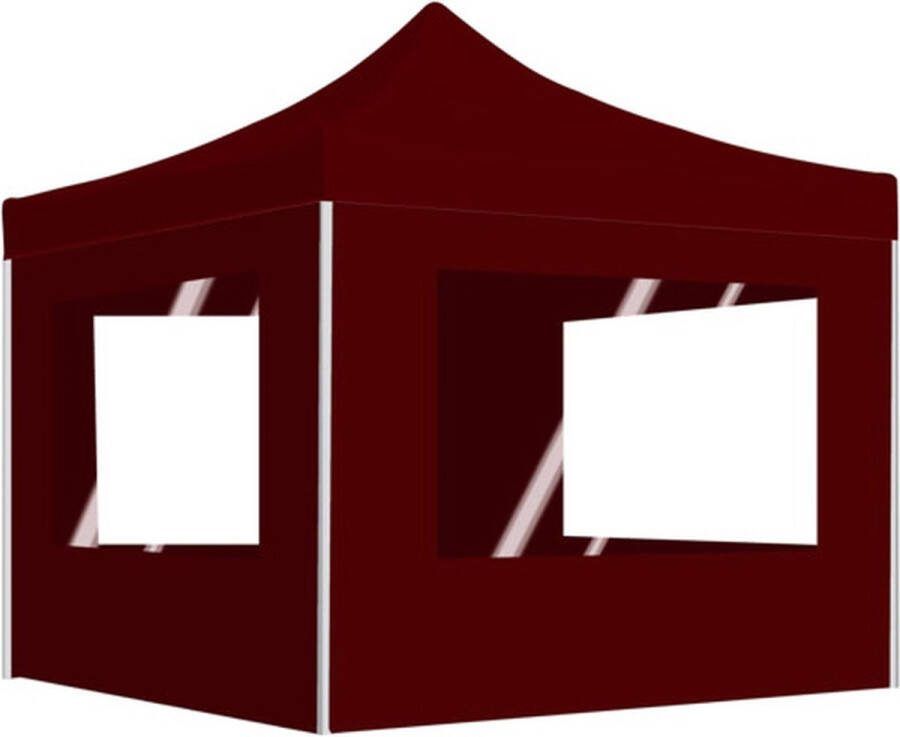 VidaXL Partytent inklapbaar met wanden 2x2 m aluminium bordeauxrood
