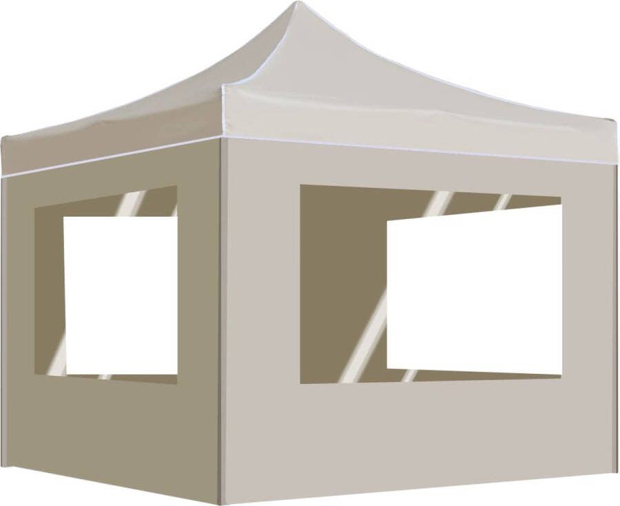 VidaXL Partytent inklapbaar met wanden 2x2 m aluminium crème