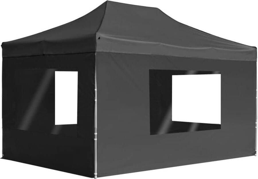 VidaXL Partytent inklapbaar met wanden 4 5x3 m aluminium antraciet