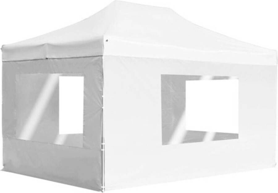 VidaXL Partytent inklapbaar met wanden 4 5x3 m aluminium wit