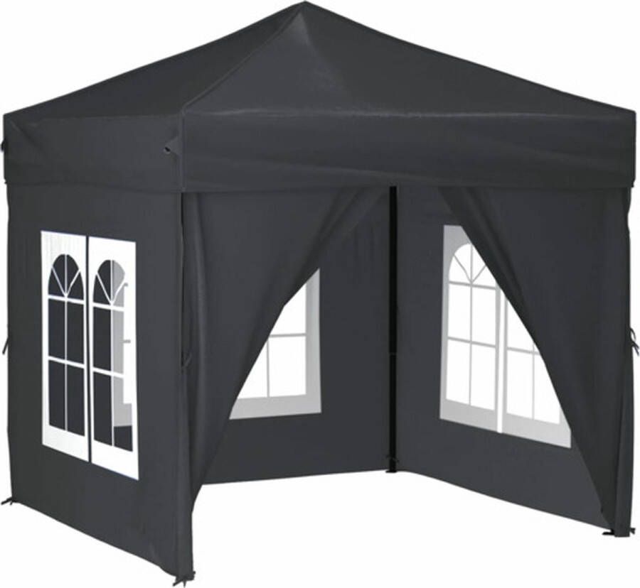 VidaXL -Partytent-inklapbaar-met-zijwanden-2x2-m-antracietkleurig