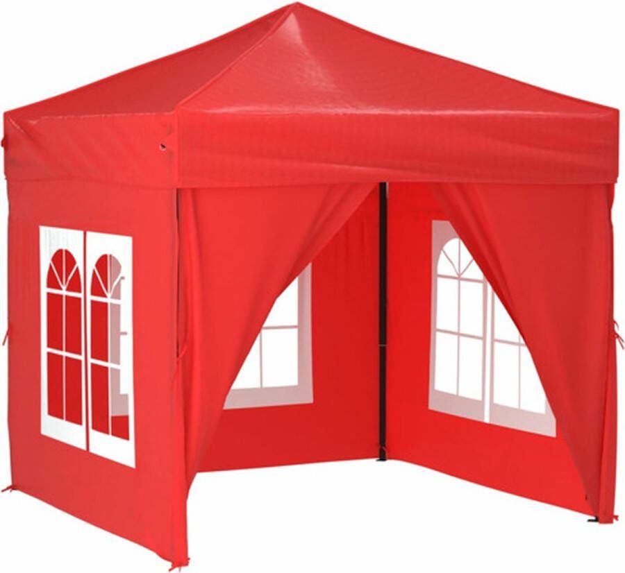 VidaXL Partytent inklapbaar met zijwanden 2x2 m rood