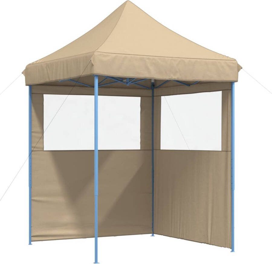 VidaXL Partytent inklapbaar pop-up met 2 zijwanden beige