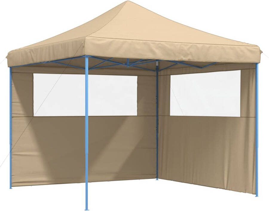 VidaXL Partytent inklapbaar pop-up met 2 zijwanden beige