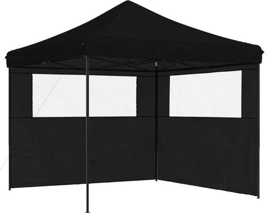 VidaXL Partytent inklapbaar pop-up met 2 zijwanden zwart