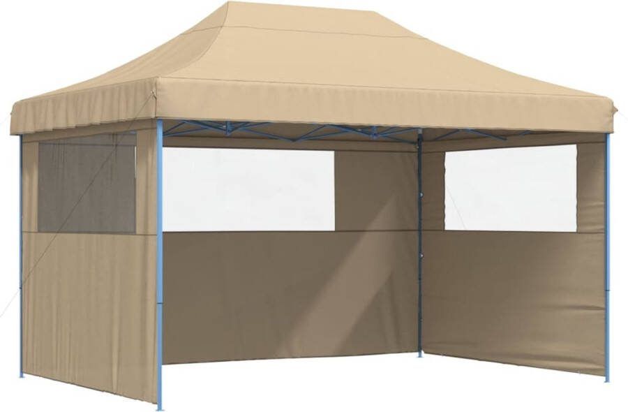VidaXL Partytent inklapbaar pop-up met 3 zijwanden beige