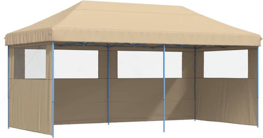 VidaXL Partytent inklapbaar pop-up met 3 zijwanden beige