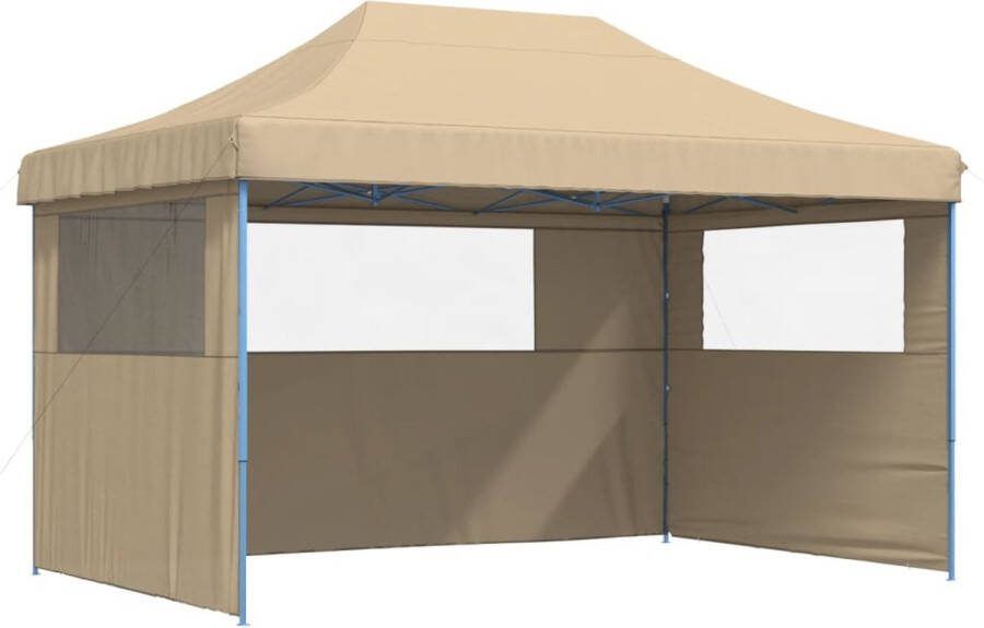VidaXL Partytent inklapbaar pop-up met 3 zijwanden beige