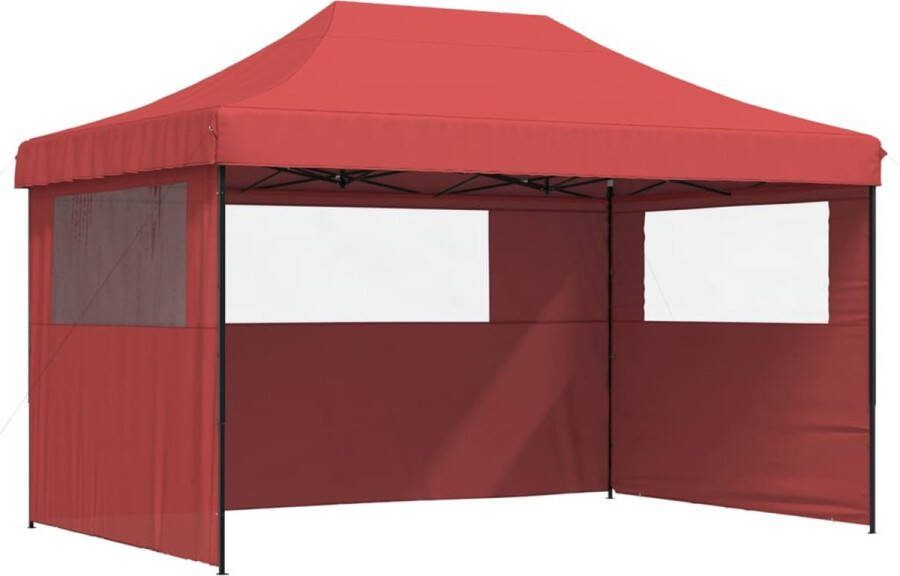 VidaXL Partytent inklapbaar pop-up met 3 zijwanden bordeauxrood