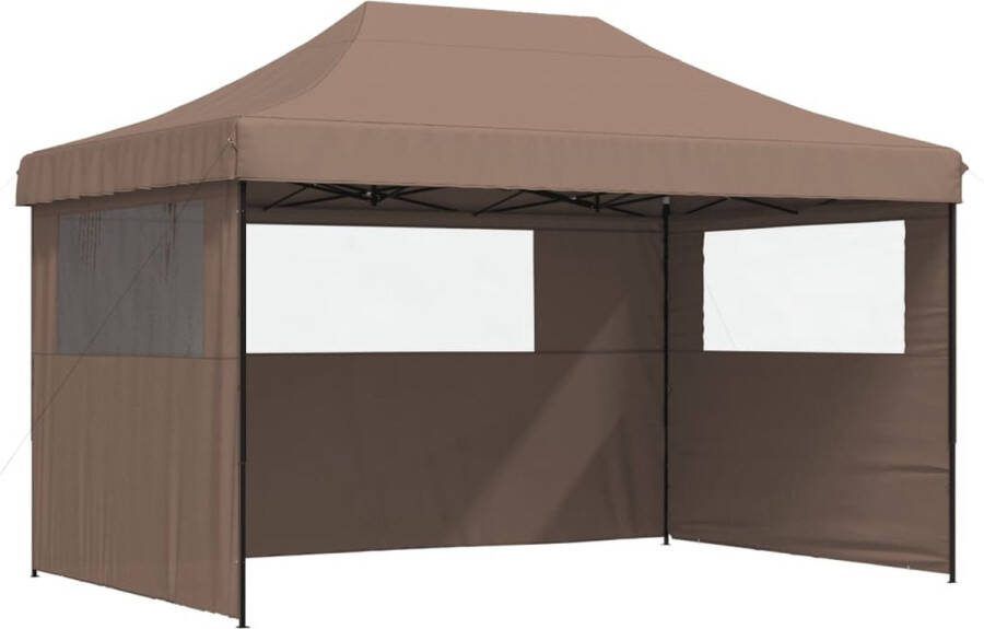 VidaXL Partytent inklapbaar pop-up met 3 zijwanden bruin
