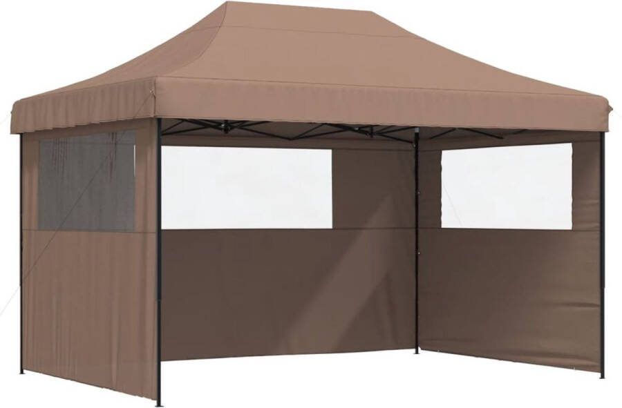 VidaXL Partytent inklapbaar pop-up met 3 zijwanden bruin