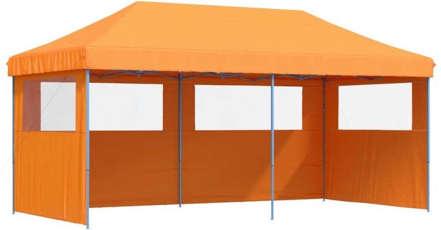 VidaXL Partytent inklapbaar pop-up met 3 zijwanden oranje