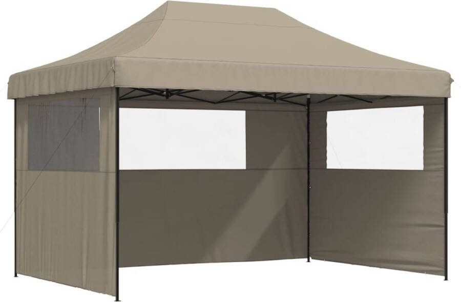 VidaXL Partytent inklapbaar pop-up met 3 zijwanden taupe