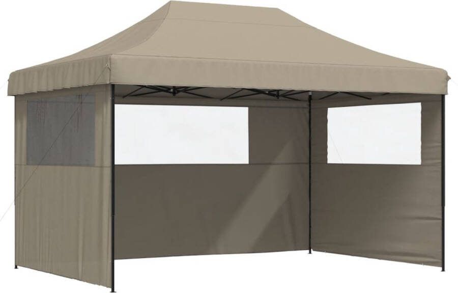 VidaXL Partytent inklapbaar pop-up met 3 zijwanden taupe