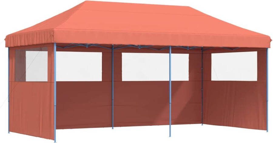 VidaXL Partytent inklapbaar pop-up met 3 zijwanden terracottakleurig