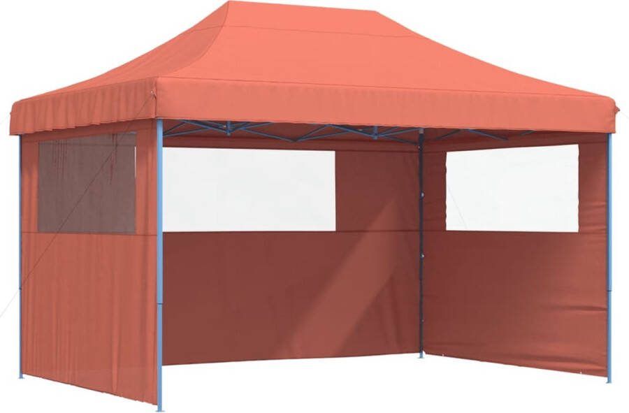 VidaXL Partytent inklapbaar pop-up met 3 zijwanden terracottakleurig