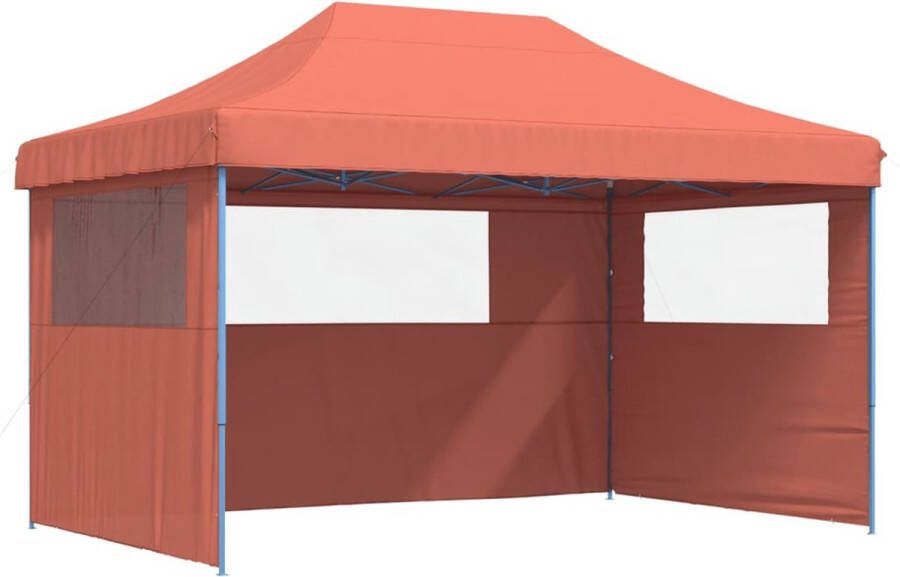 VidaXL Partytent inklapbaar pop-up met 3 zijwanden terracottakleurig
