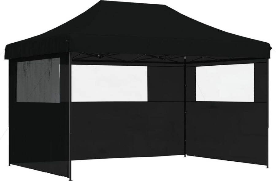 VidaXL Partytent inklapbaar pop-up met 3 zijwanden zwart
