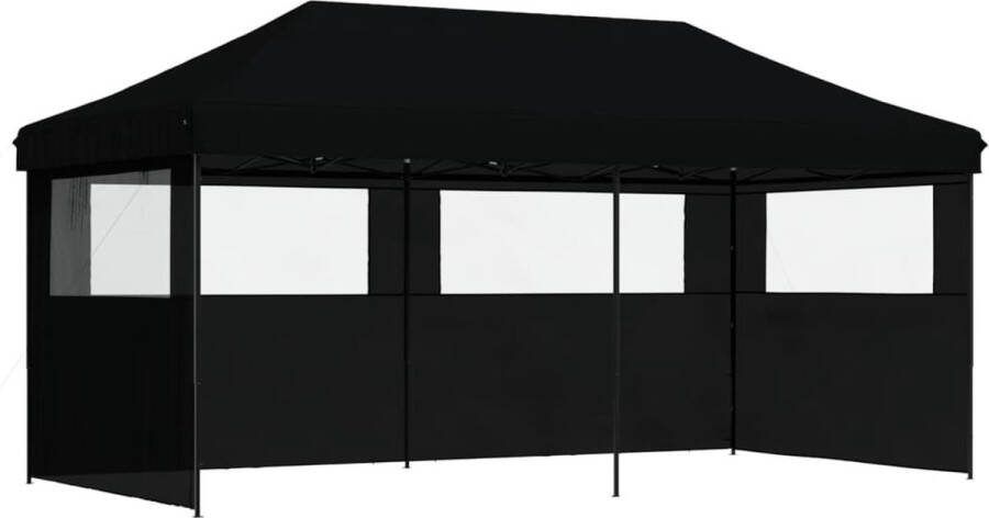 VidaXL Partytent inklapbaar pop-up met 3 zijwanden zwart