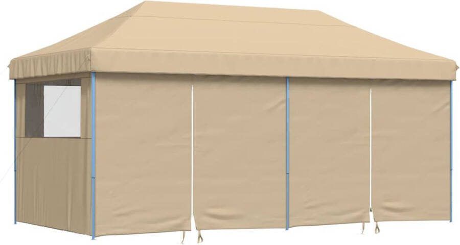 VidaXL Partytent inklapbaar pop-up met 4 zijwanden beige
