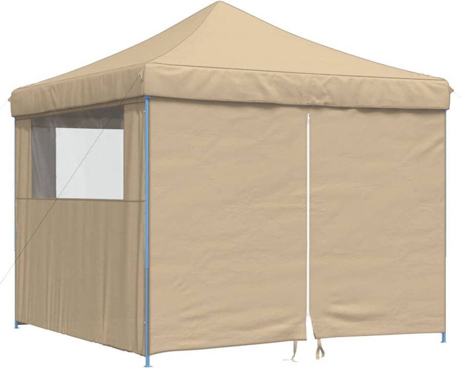 VidaXL Partytent inklapbaar pop-up met 4 zijwanden beige