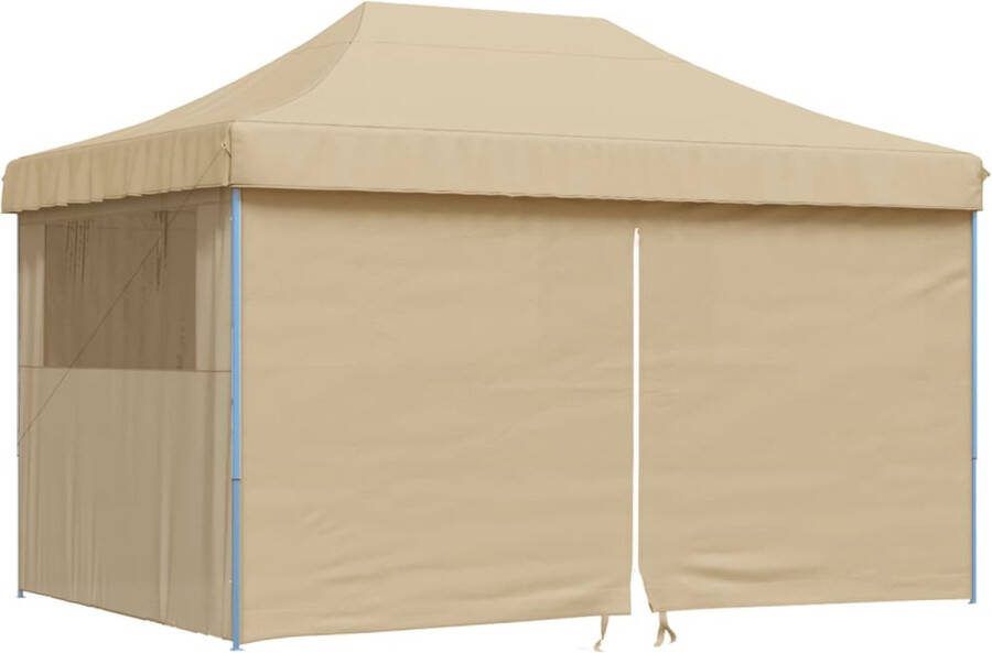 VidaXL Partytent inklapbaar pop-up met 4 zijwanden beige
