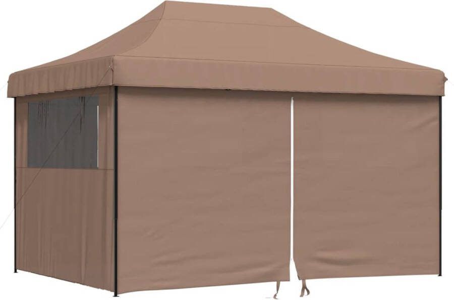 VidaXL Partytent inklapbaar pop-up met 4 zijwanden bruin