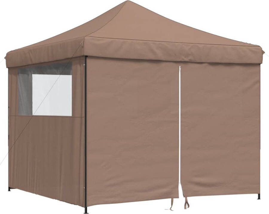 VidaXL Partytent inklapbaar pop-up met 4 zijwanden bruin