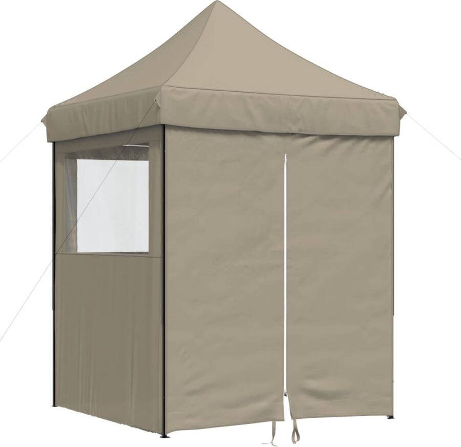 VidaXL Partytent inklapbaar pop-up met 4 zijwanden taupe