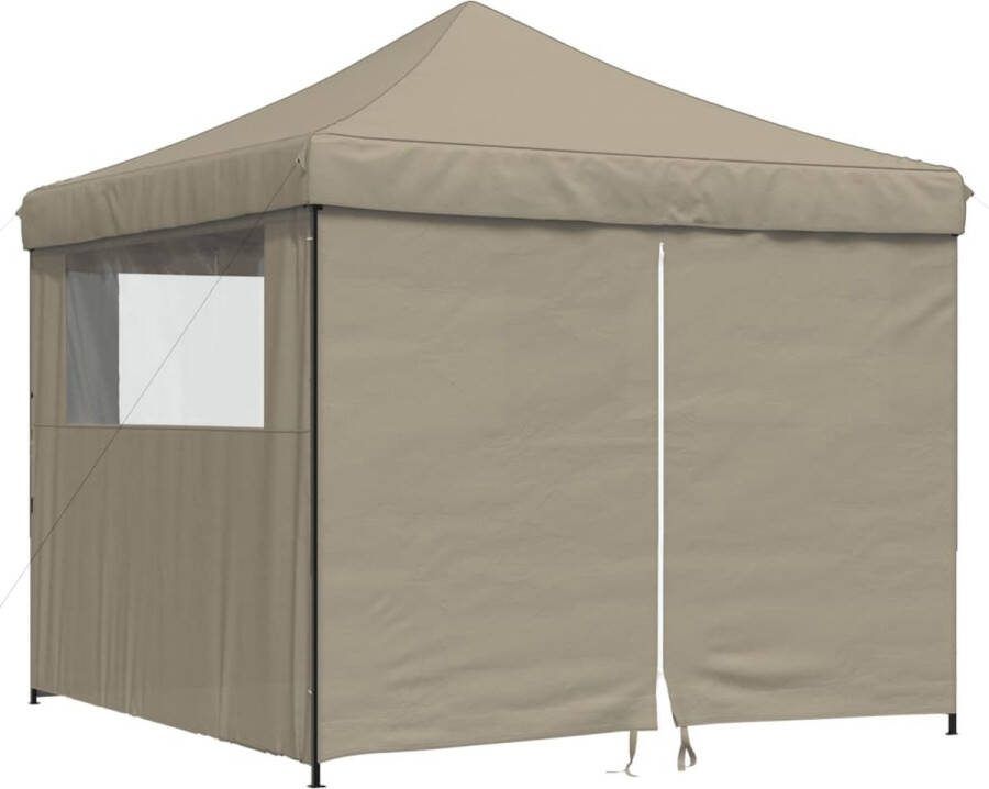 VidaXL Partytent inklapbaar pop-up met 4 zijwanden taupe
