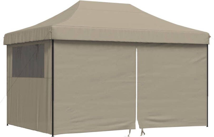 VidaXL Partytent inklapbaar pop-up met 4 zijwanden taupe