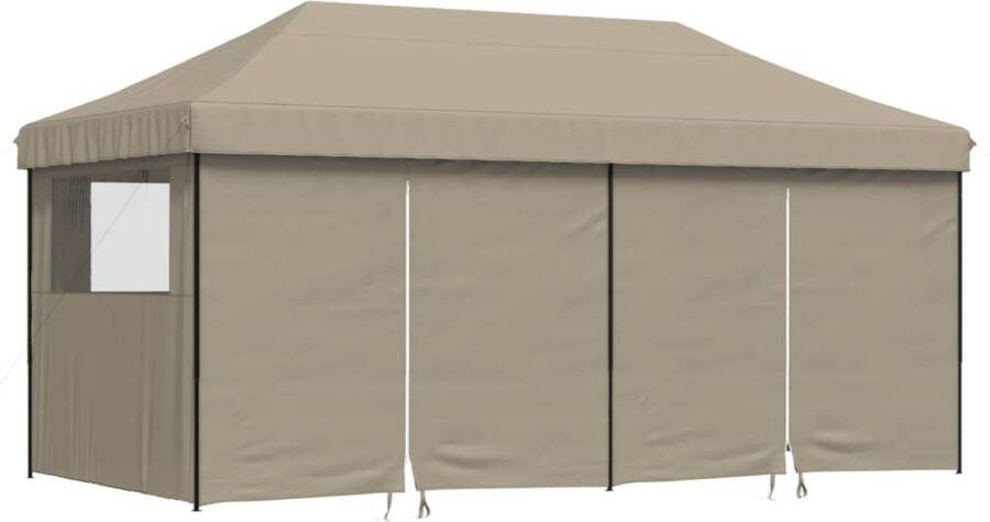 VidaXL Partytent inklapbaar pop-up met 4 zijwanden taupe