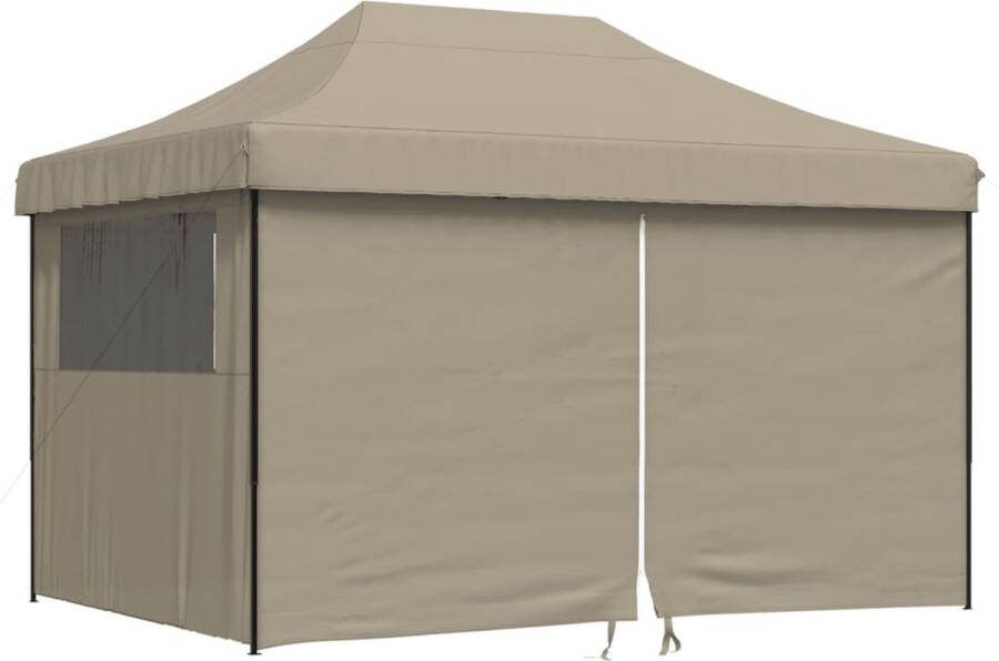 VidaXL Partytent inklapbaar pop-up met 4 zijwanden taupe