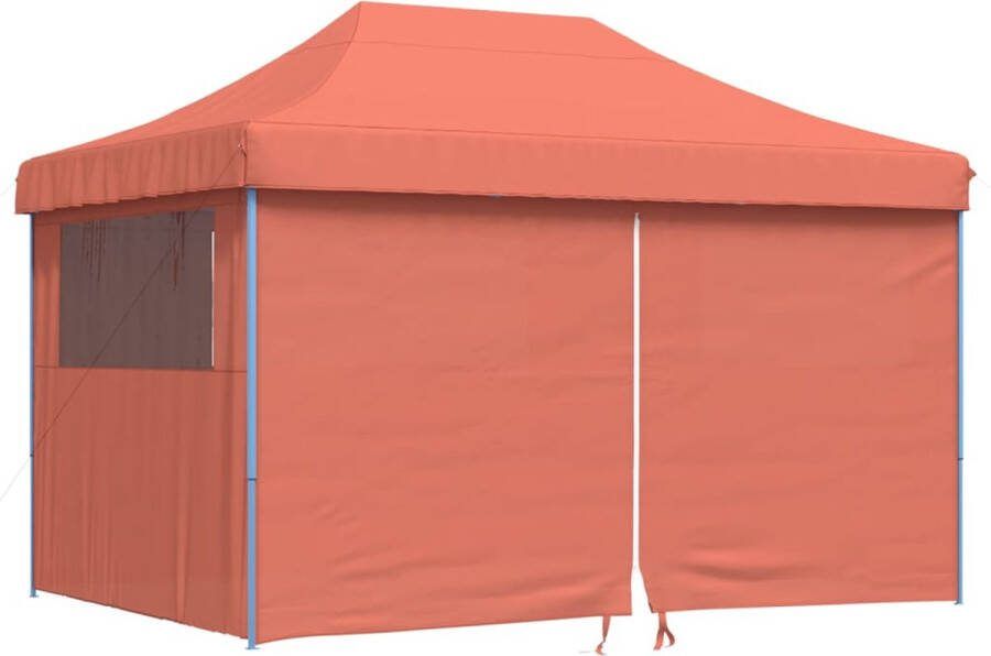 VidaXL Partytent inklapbaar pop-up met 4 zijwanden terracottakleurig