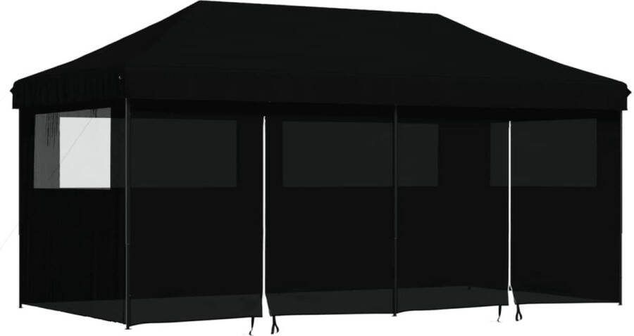 VidaXL Partytent inklapbaar pop-up met 4 zijwanden zwart
