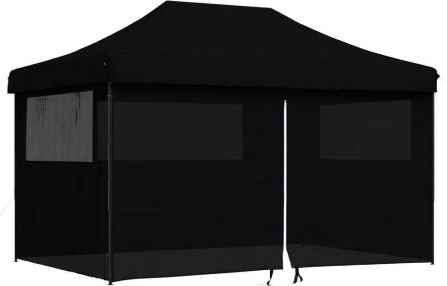 VidaXL Partytent inklapbaar pop-up met 4 zijwanden zwart
