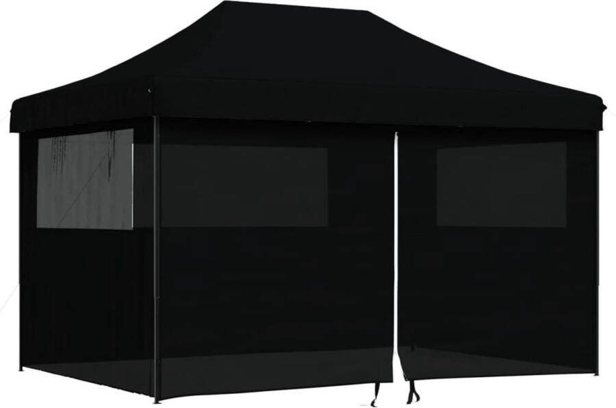 VidaXL Partytent inklapbaar pop-up met 4 zijwanden zwart