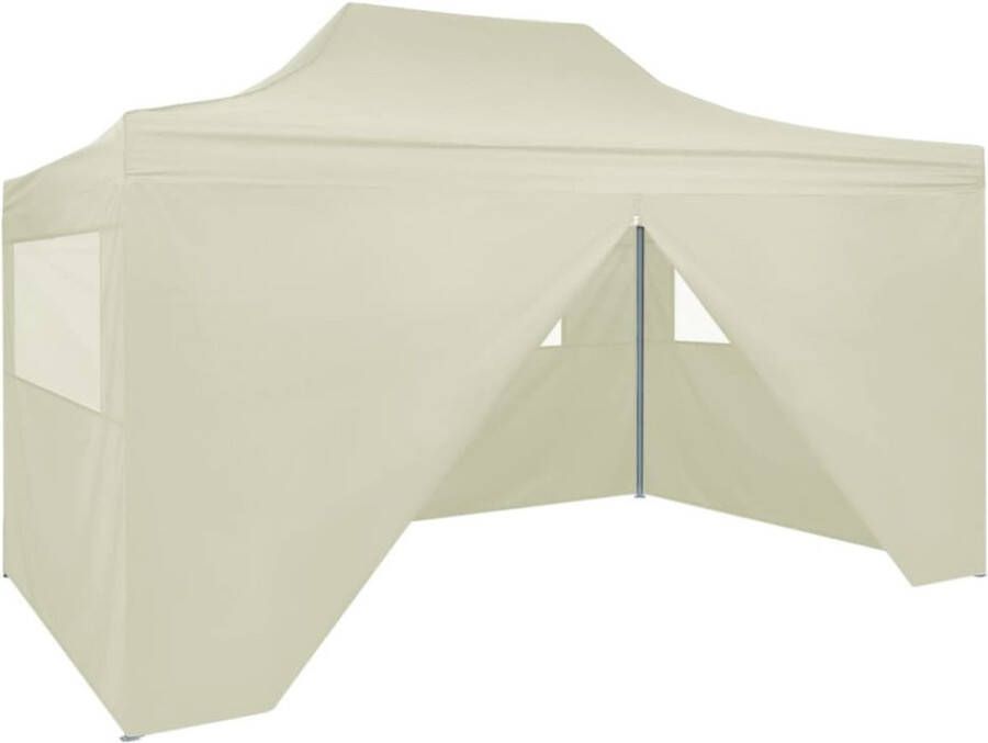 VidaXL -Partytent-met-4-zijwanden-inklapbaar-3x4-m-staal-crème